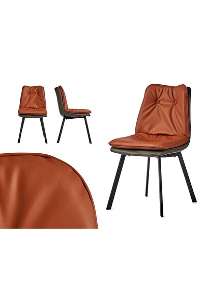 GIFTDECO Chair with backrest, brick, with gray buttons on the edge