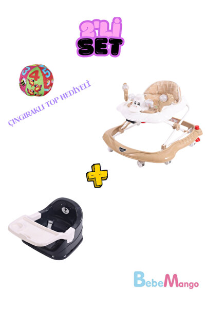 BebeMango 2 'li set Oyuncaklı Müzikli 3 Kademeli Örümcek Bebek Yürüteci + Çoc...