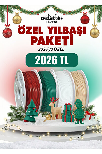 İSTANBUL FİLAMENT 3D Baskı PLA Filament Yılbaşı Özel PLA Paket 2026 (Kırmızı - Yeşil - Beyaz - Ten) 1,75mm ± 0,05 Mm