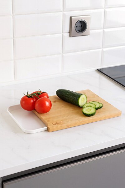 Brillant Bamboo Cutting Board – Non-Slip and White Drawer-Type Vegetable & Fruit Chopping Board Br-6595