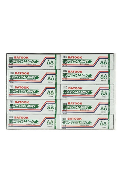 Batook علكة بنكهة النعناع الخاصة مع السكر، 5 أعواد لكل قطعة - عبوة من 20 قطعة، عبوة من 3 قطع