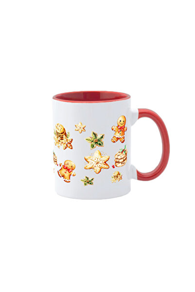 AFFIX THE DIFFERENT PERSPECTIVE Personalized mug, white with red interior and handle, 350ml, Christmas Collection, Model 1