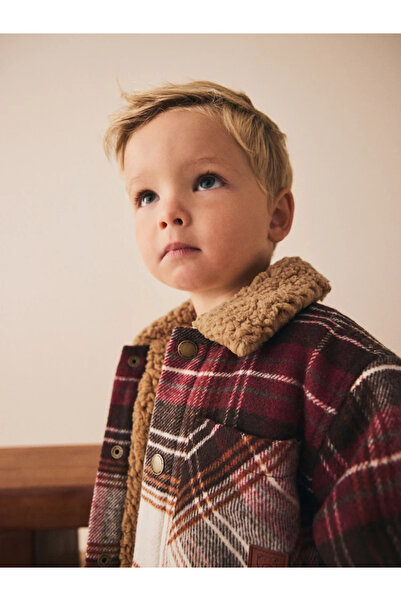 Next Baby Red - Plaid Coat/Jacket with Borg Lining Alyf19399