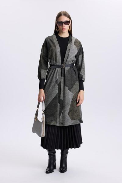 Zühre Patterned Belt Detail Cardigan Green 0007