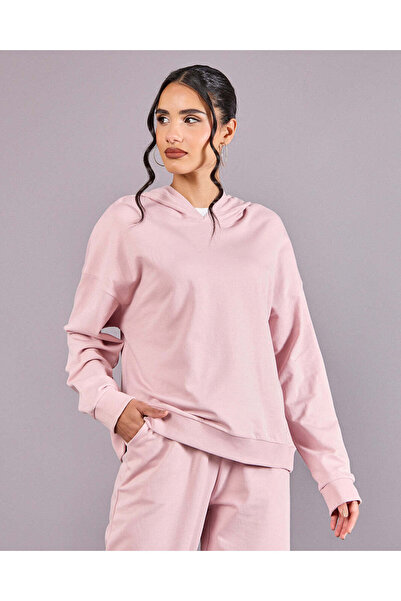 REDTAG سويت شيرت نسائي وردي بغطاء رأس