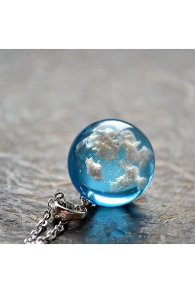 Hilosh Gece Parlayan Bulut Kolye Gökyüzü ve Bulut Temalı Küre Kolye