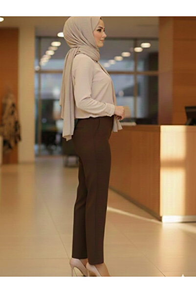 Famelin Women's Elastic Waist Pencil Cut Trousers 1578