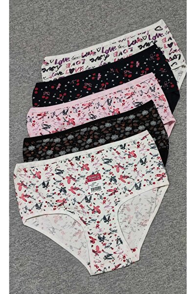 AVESŞENER Plus Size High Waist Printed Hipster Women's Panties 5-Pack