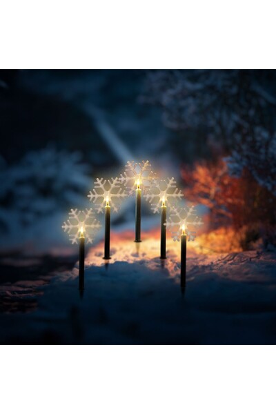 CED AUTO TRADE Lampa decorativa de exterior – 5 LED-uri – forma de fulg de gh...