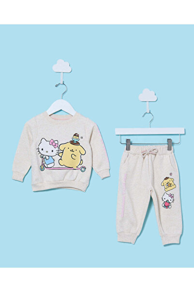 REDTAG Infant Girls Beige Hello Kitty & Friends Jog Set (2 Piece)