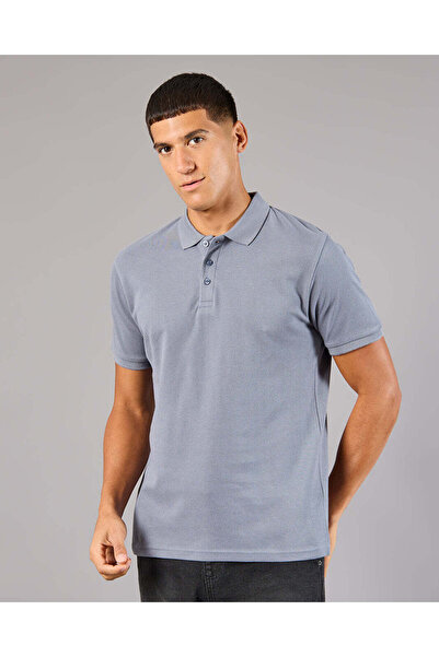 REDTAG Men Grey Basic Polo Shirt
