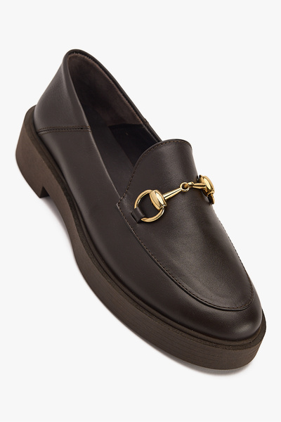 West To West Women's Metal Buckle Loafer – Genuine Leather Casual Shoes