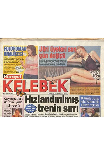 Gökçe Koleksiyon Hürriyet Gazetesi Kelebek Eki 15 Haziran 2004 - Sibiryayı Sesiyle Tarkan Isıtıyor, Hamile Julia İçin