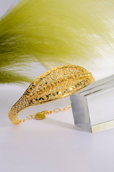 Innuendo Jewelry 22 Ayar Altın Kaplama Dorika İşlemeli 925 Ayar Tül Bilezik