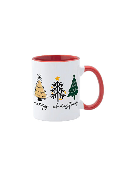 AFFIX THE DIFFERENT PERSPECTIVE Personalized mug, white with red interior and handle, 350ml, Christmas Collection, Model 6