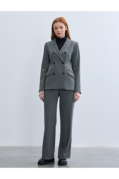 BGN workshop Viskon Karisim Kazayagi Pattern Double-Breasted Jacket