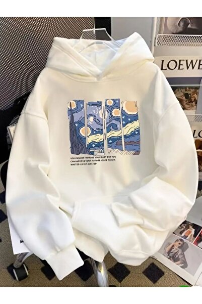 ZEMLİYA Φούτερ με κουκούλα – Τυπωμένο με σχέδιο Σκοτεινό Λουλούδι & Κρανίο