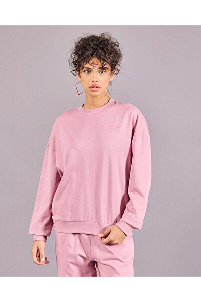 REDTAG Women Mauve Solid Round Neck Sweatshirt