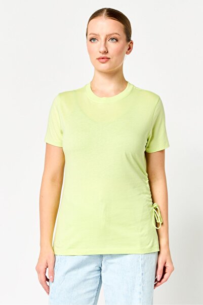 Karl Lagerfeld Women Crew Neck Short Sleeve Plain T-Shirt, Lime Green