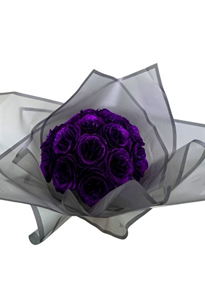 velve Buchet Glitter Roses cu 19 trandafiri de sapun, Mov