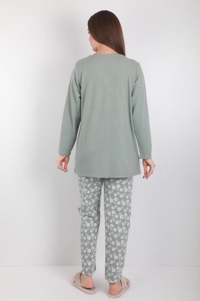 Wild Rose Plus Size Women's Floral Pattern Buttoned Comfortable Fit Pajama Set – Polyamide Viscose Fabric