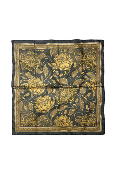 Sultan İpek Şakayık Desenli Fular / Bandana 70x70cm