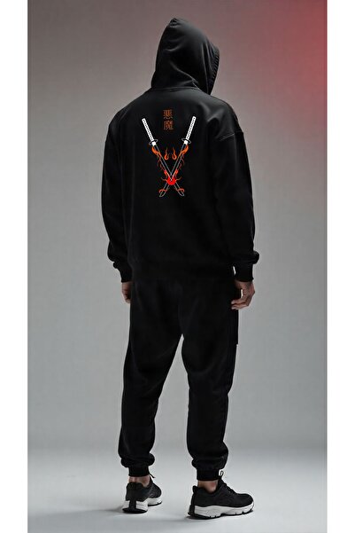 ship master Set de cu glugă trening pentru bărbați cu mască Ninja – Negru sup...