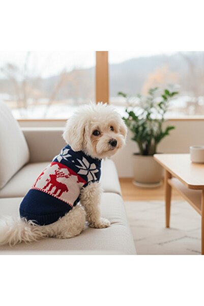 OEM Pulover tricotat, elegant, imprimat cu Reni, pentru animale de companie mici și mijlocii, XINA2308