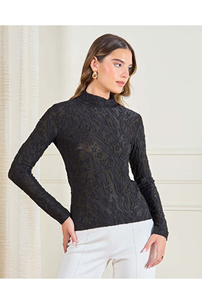 REDTAG Women Black Turtle Neck Top