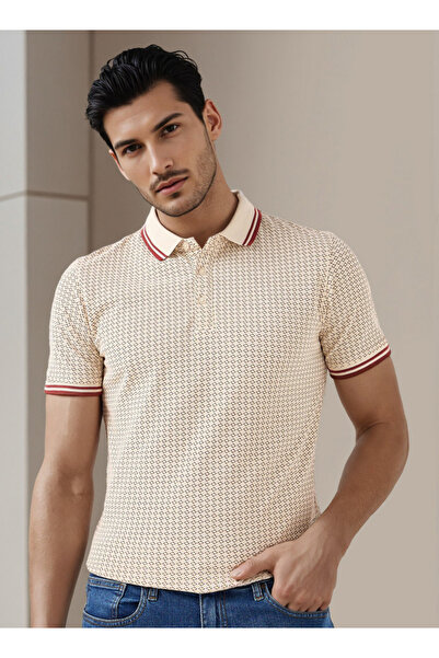 FAV تي شيرت بولو رجالي مطبوع بأكمام قصيرة