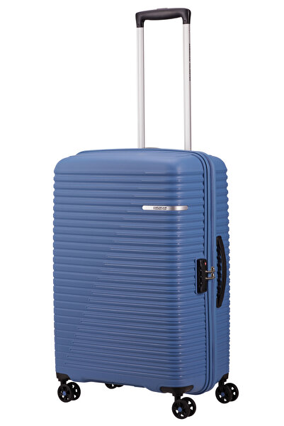 American Tourister LIFTOFF-901 Troller Medium Suitcase Coronet Blue-67/24 cm, 4 H-Spin wheels