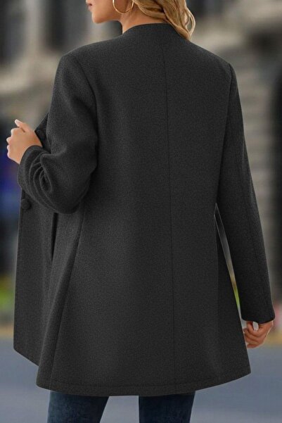 Mossta Hakim Buttoned Cashmere Coat with Collar Pockets - Gray