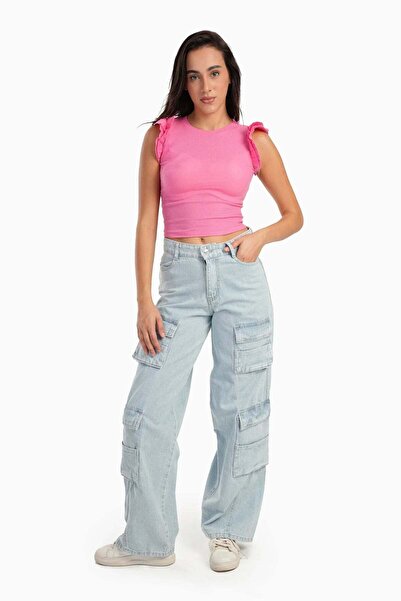 CARINA بلوزة بأكمام قصيرة مكشكشة