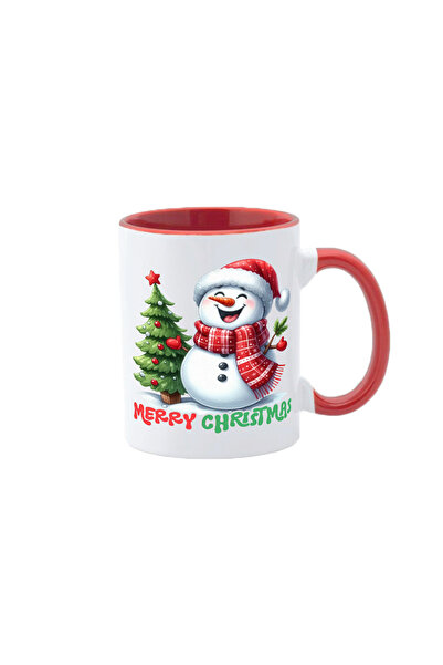 AFFIX THE DIFFERENT PERSPECTIVE Personalized mug, white with red interior and handle, 350ml, Christmas Collection, Model 5