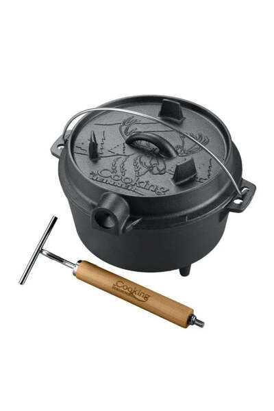 dealshopromania Cazan Heinner 2 în 1 din fontă pură, 7 litri, cu capac și tigaie grill 29,5x16 cm, TRADITIONAL