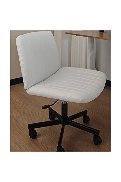 NKX كرسي كمبيوتر كروس بوردر أبيض (جلد) - بكرة ساق سوداء