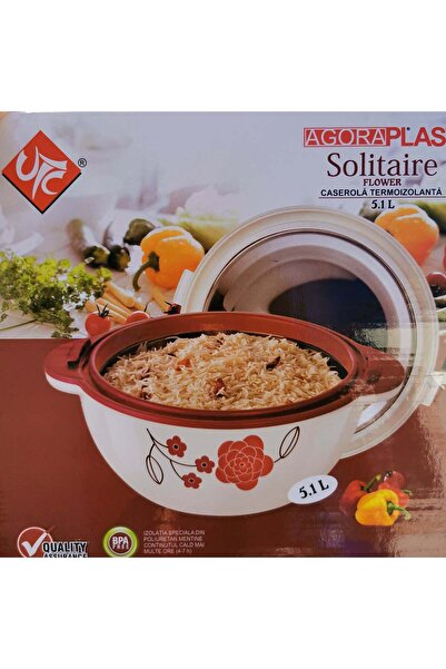 dealshopromania Caserolă izolată cu capac 5,1 litri cu model floral, terasă, ...