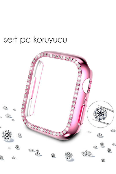 Nezih Case Apple Watch 2/3/4/5/6/7/8/9/Se 44/45 and Series 10/11 46mm Compatible Stoned Hard Pc Case Protector