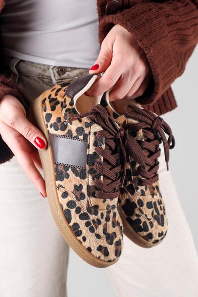 Birikon Αθλητικά παπούτσια CARVER με σχέδιο λεοπάρ ΚΑΦΕ