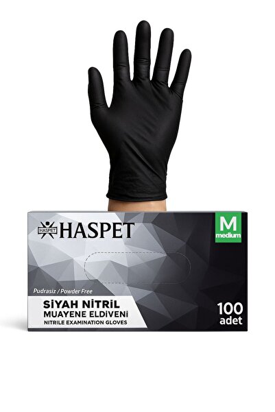 Medicalx Haspet Siyah Nitril Muayene Eldiveni 100’lük Kutu - Medium