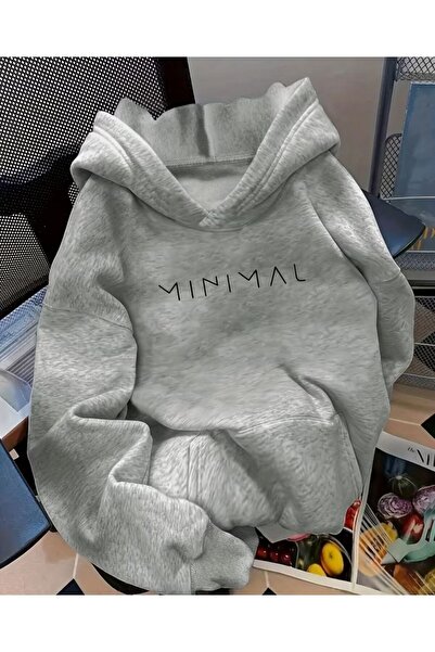 FAVORİST سترة KA بغطاء رأس مطبوعة بتصميم مينيمال