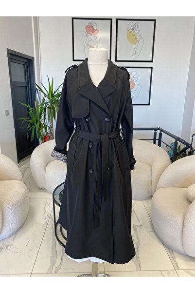 DULE BÜYÜK BEDEN LEOPAR ASTARLI TRENÇ