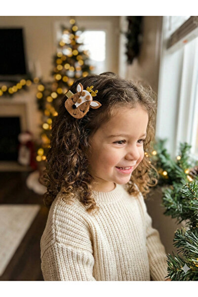 Eliya Clips Handmade Bright Yellow Horned Christmas Clip-On Felt Children's Hair Clip