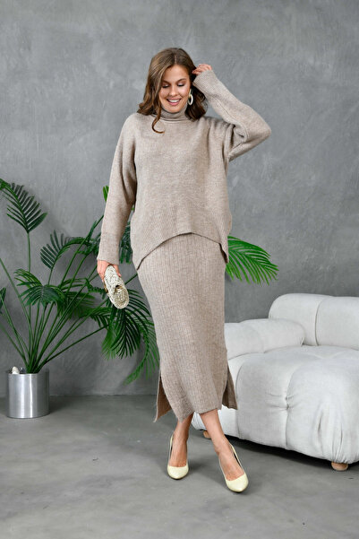 Park Karon Γυναικείο ζιβάγκο oversized Πουλόβερ μακριά φούστα Σετ δύο τεμαχίω...