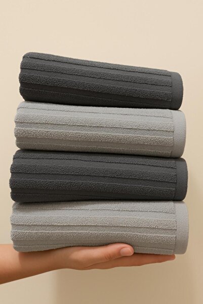 SHAL HOME 100% Cotton 4-Piece 50*90cm Elyuz Towel Set