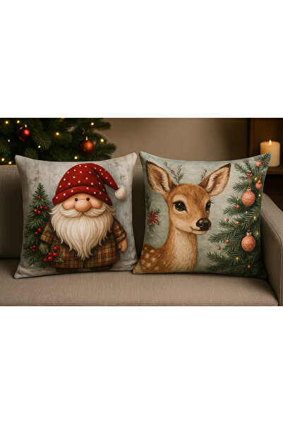 CN 4Pcs Christmas Pillow Covers - Snowman, Elk, Santa Claus Zippered Modern Polyester Decorative