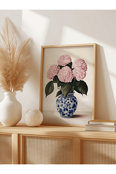 Patika Poster – Pembe Ortanca | Çerçeveli Poster | Modern Duvar Dekoru | Tablo