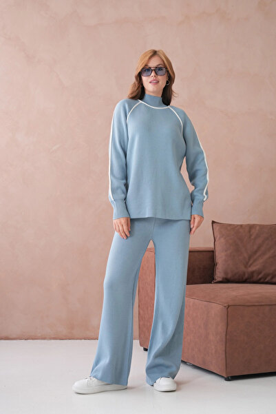 Park Karon Women's Mock Neck Sweater Pants Double Knitwear Set