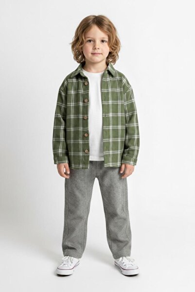 MiaBaby Khaki Plaid Shirt 3-Piece Set