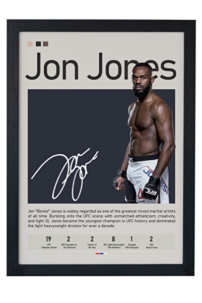gxe.art Ζωγραφική αφίσα με ξύλινο πλαίσιο Jon Jones – Αστέρι του UFC